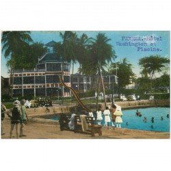 carte postale ancienne PANAMA. Hôtel Washington et Piscine