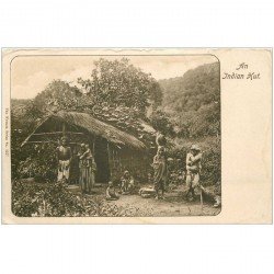 carte postale ancienne INDE. An Indian Hut. Bords émoussés et auréole...