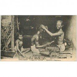 carte postale ancienne INDE. Colombo. Barbier Cingalais. Cingalese Barber 1923