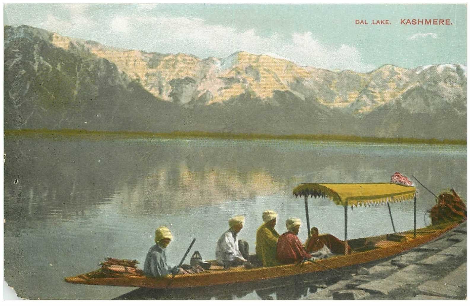 carte postale ancienne INDE. Dal Lake Kashmere (dédaut coin gauche)...