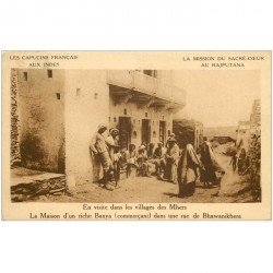 carte postale ancienne INDE. Maison riche Banya Villages des Mhers au Rajputana 1925