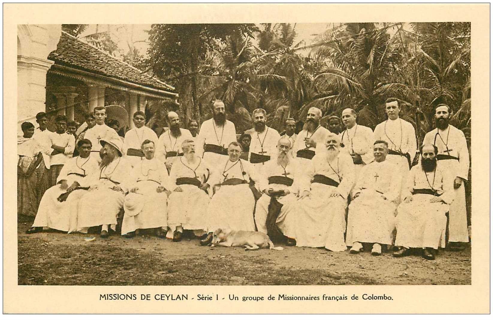 carte postale ancienne INDE. Missions Ceylan Ceylon. Groupe de Missionnaires français de Colombo