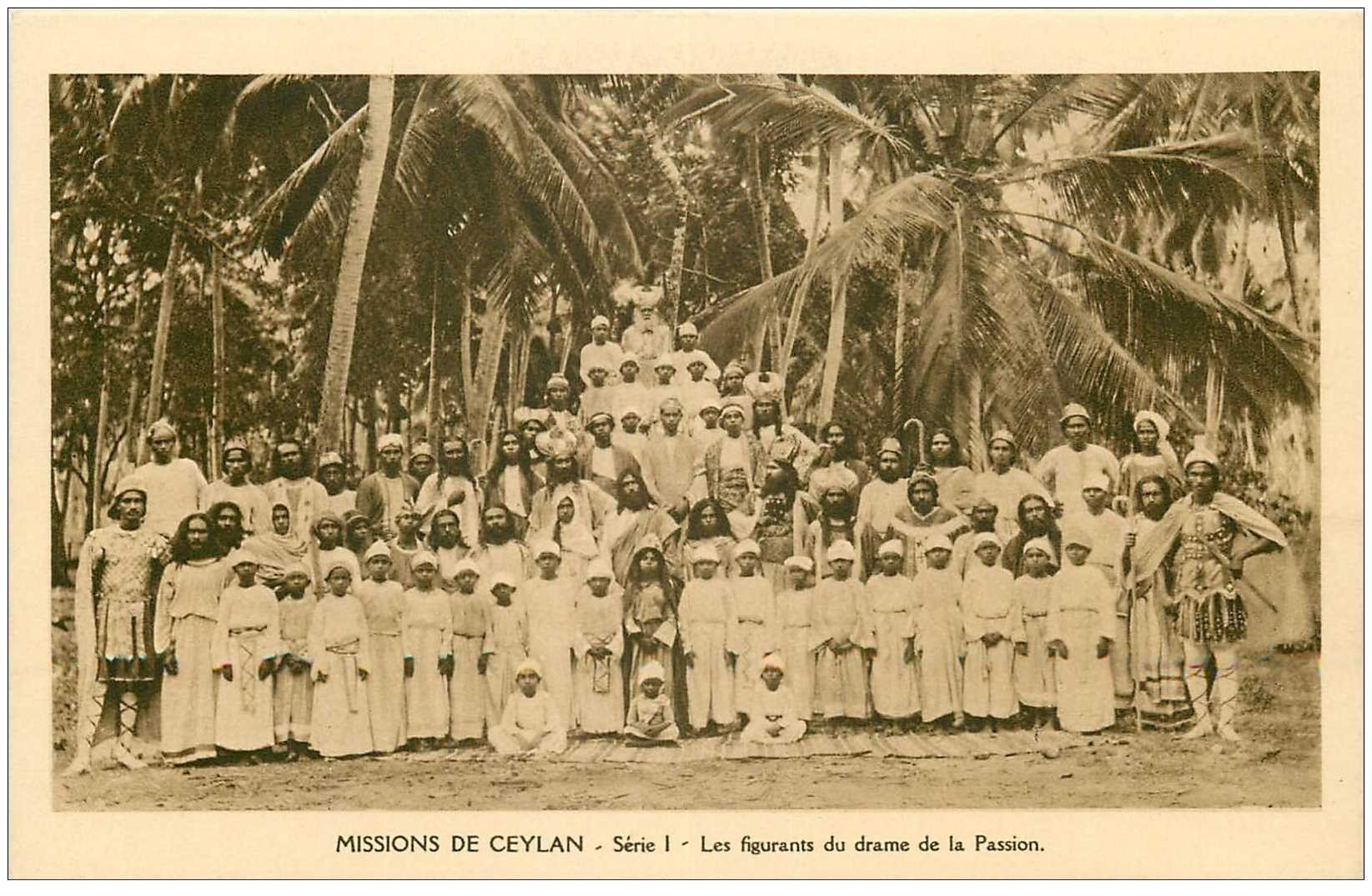 carte postale ancienne INDE. Missions Ceylan Ceylon. Les figurants du Drame de la Passion