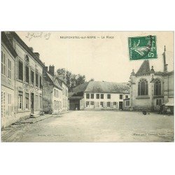 carte postale ancienne 02 NEUFCHATEL-SUR-L'AISNE. La Place 1909. Café Restaurant