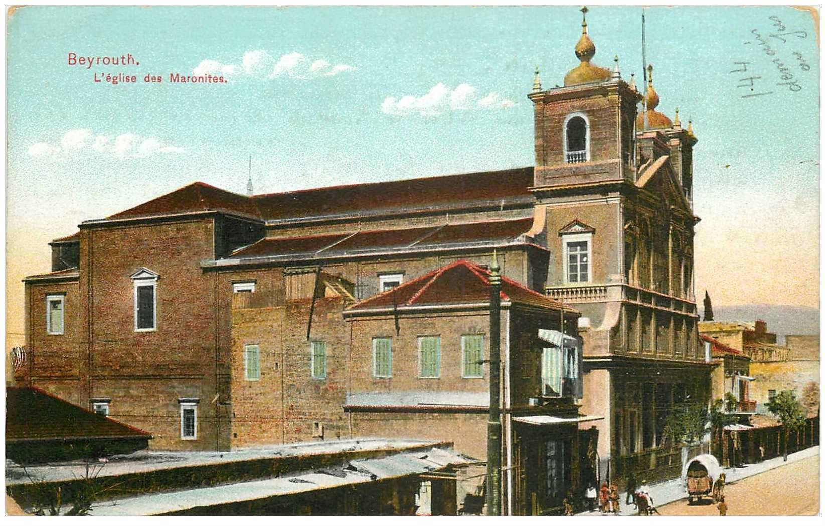 carte postale ancienne Liban Syrie. BEYROUTH. Eglise des Maronites 1920