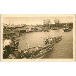 carte postale ancienne VIET NAM. Cangioc. Pêcheurs et Commerçants sur barques