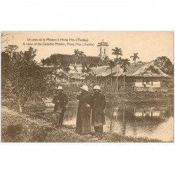carte postale ancienne Viêt-Nam. TONKIN. Mission à Hung Hou