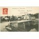carte postale ancienne 02 NEUFCHATEL-SUR-L'AISNE. Pont 1909. Hôtel Cheval Blanc