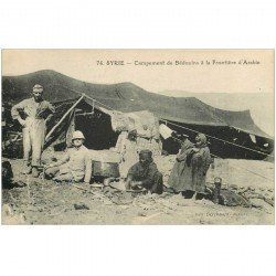 carte postale ancienne SYRIE. Campement de Bédouins à la Frontière d'Arabie. Souk el Gharb 1927