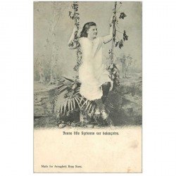 carte postale ancienne SYRIE. Jeune fille Syrienne sur balançoire vers 1900