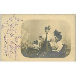 carte postale ancienne ALLEMAGNE. Bad Kissingen. Femmes et Chiens Photo carte postale rare 1908 pour Rotschild