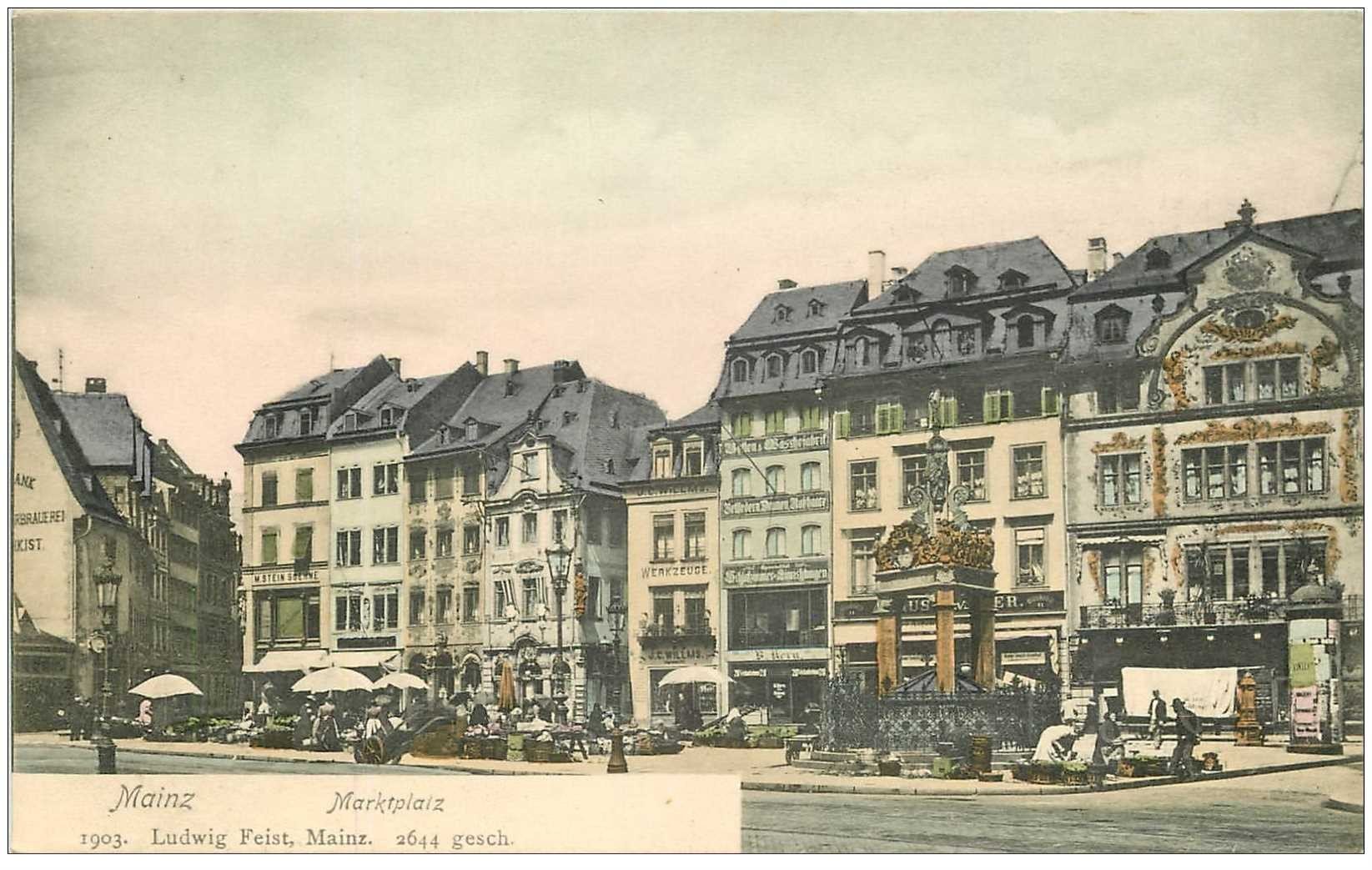Le RHIN carte guide panorama de Mayence a Cologne vers 1900