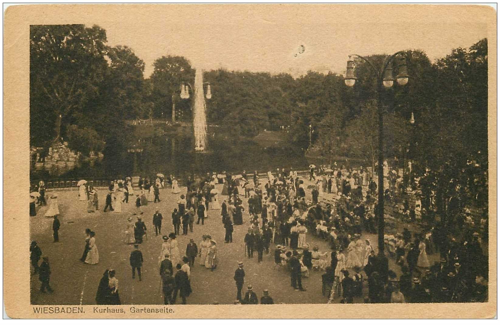 carte postale ancienne Allemagne. WIESBADEN. Kurhaus Gartenseite 1924
