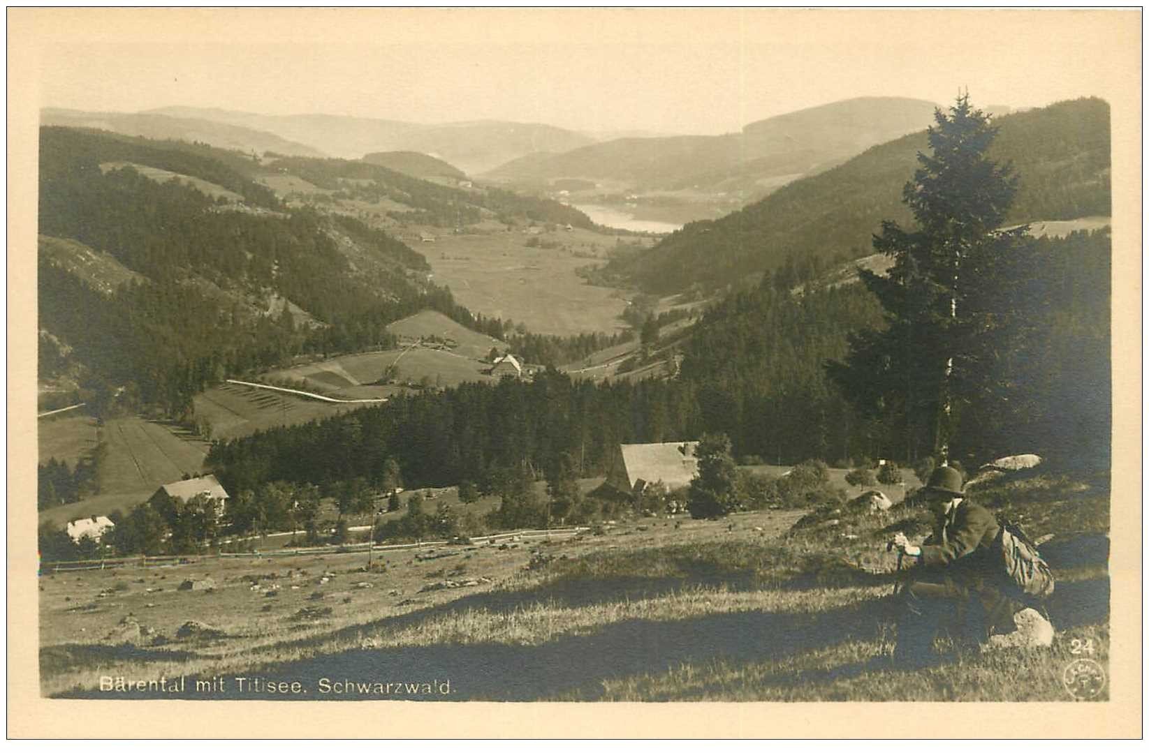 carte postale ancienne Bärental mit Titisee Schwarzwald