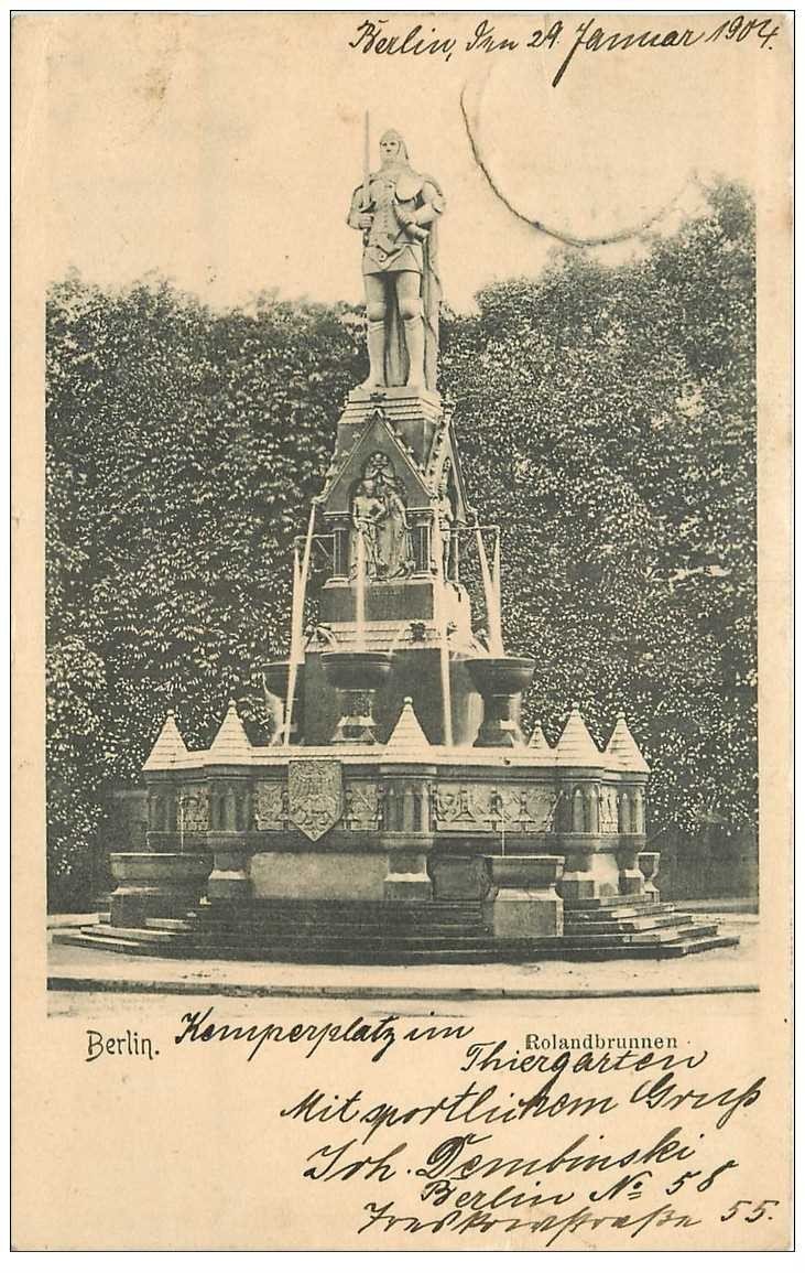 carte postale ancienne BERLIN. Rolandbrunnen 1904