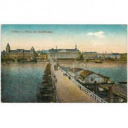 carte postale ancienne COBLENZ. Rhein mit Schiffbrücke 1919