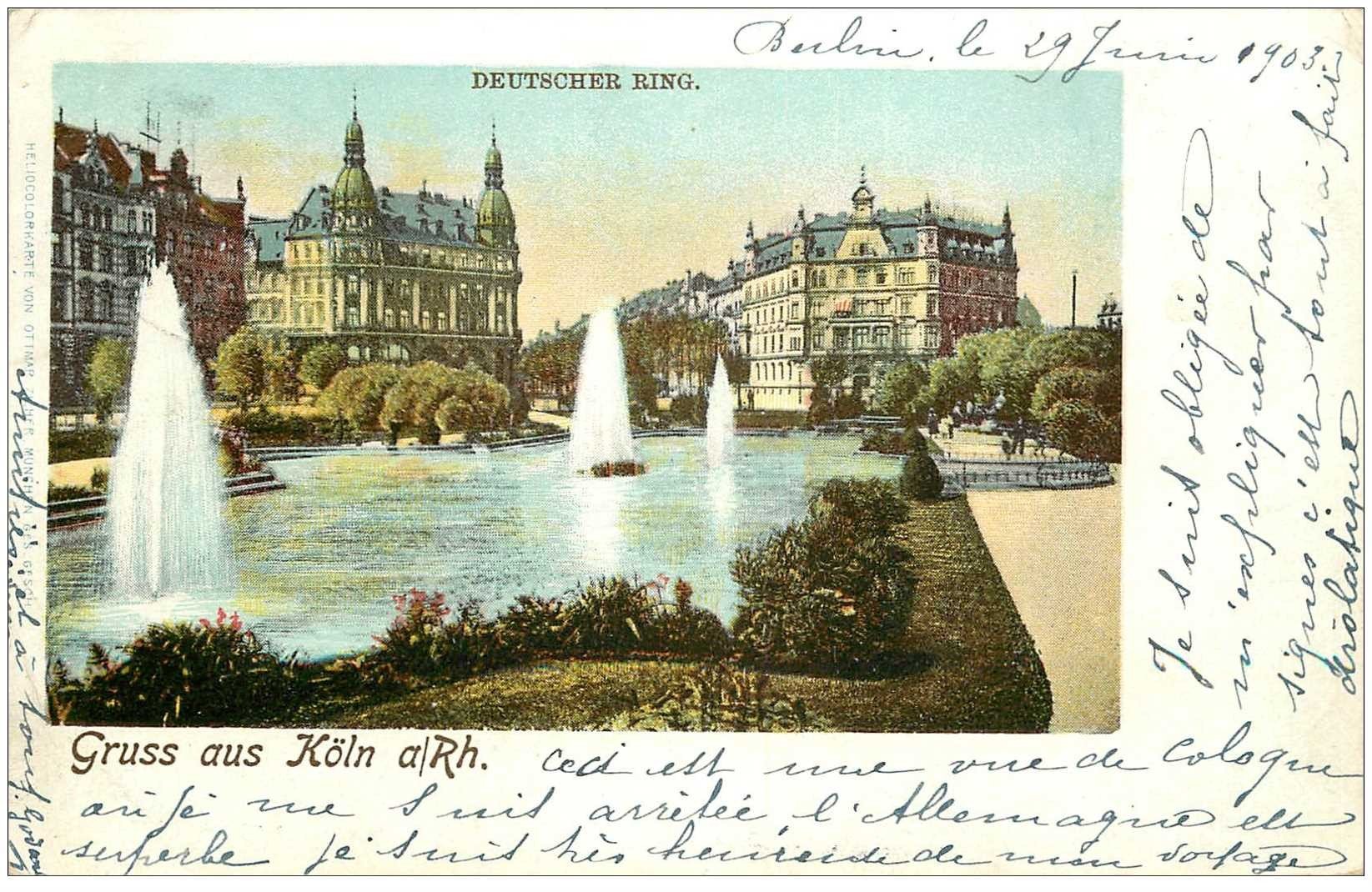 carte postale ancienne DEUTSCH ALLEMAGNE. Gruss aus Köln 1903