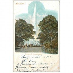 carte postale ancienne DEUTSCH ALLEMAGNE. Hannover Fontaine in Herrenhausen 1902 (plissure)