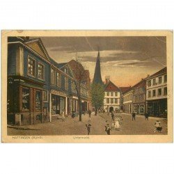 carte postale ancienne DEUTSCH ALLEMAGNE. Hattingen Untermarkt 1923 (plissures)...