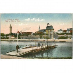 carte postale ancienne DEUTSCH ALLEMAGNE. Höchst Main mit Fähre (verso blanc vierge)...