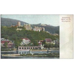 carte postale ancienne DEUTSCHES ALLEMAGNE. Heidelberg blick von der Hirschgrasse. Carte relief gaufrée