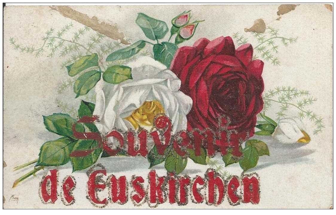 EUSKIRCHEN. Fleurs Roses et souvenir en paillettes rouges et argents