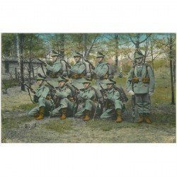 carte postale ancienne Jäger Bataillon n°13. Felduniform 1915. Militaires Soldats