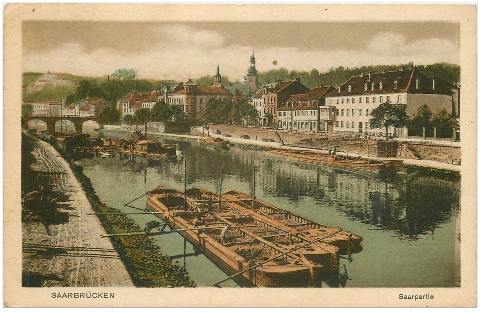 SAARBRÜCKEN. Saarpartie avec Péniches 1919