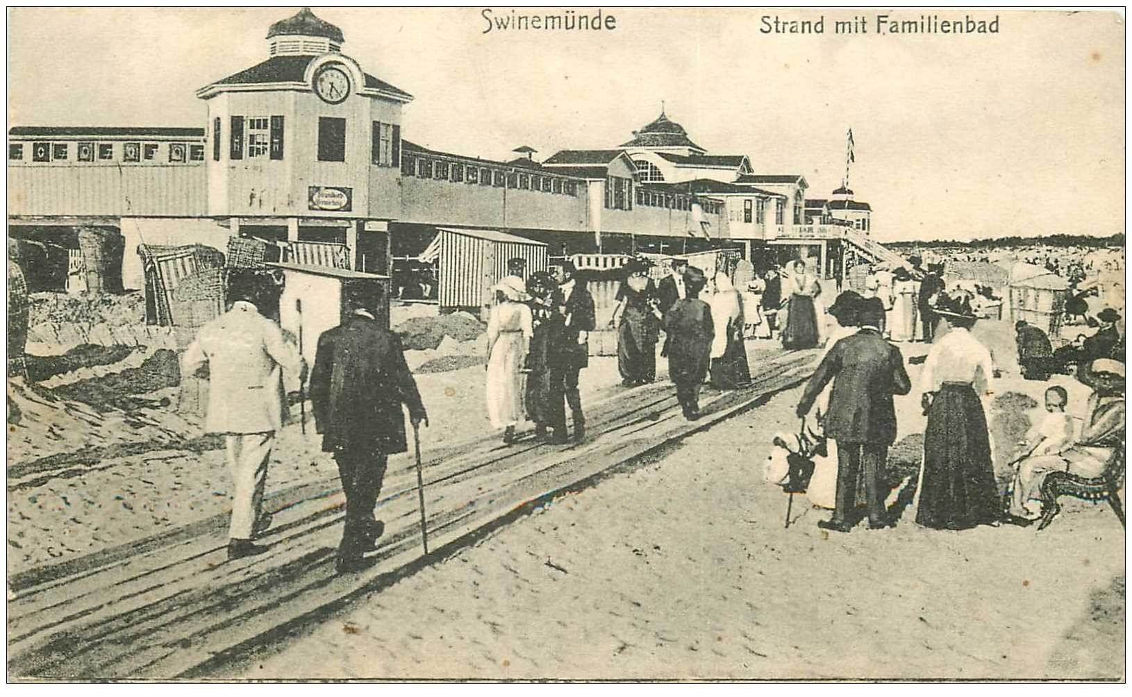 SWINEMÜNDE. Strand mit Familienbad 1918