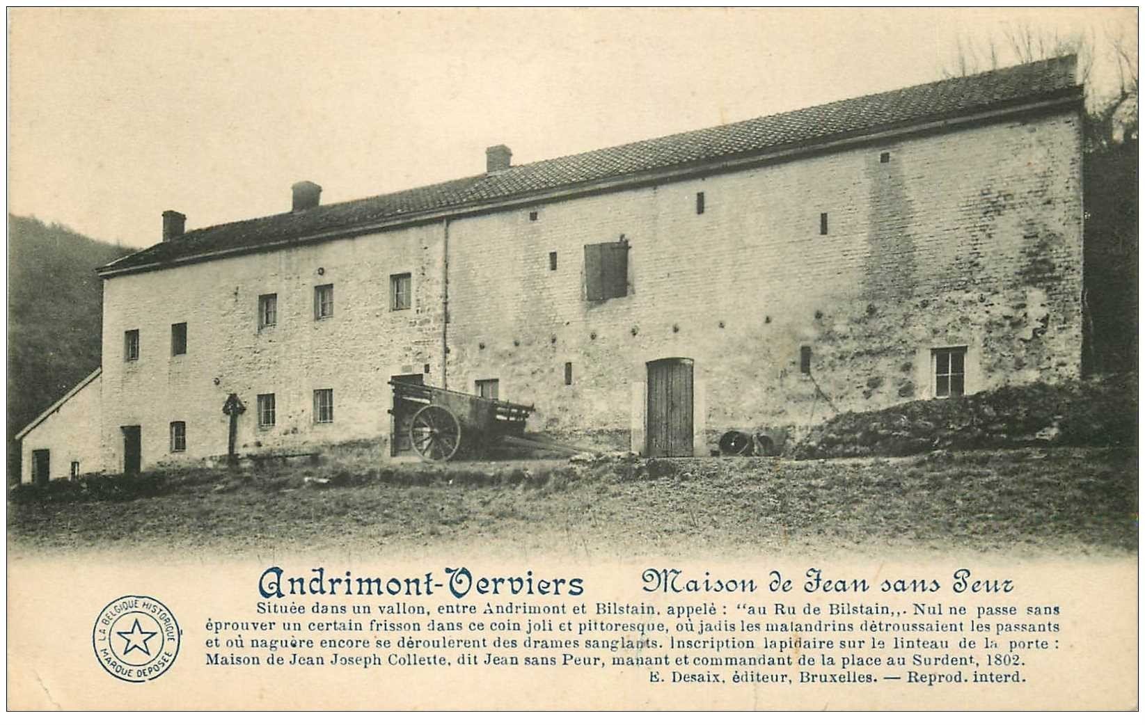 carte postale ancienne ANDRIMONT VERVIERS. Maison Jean sans Peur