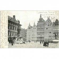 carte postale ancienne ANVERS. Grand Place 1905