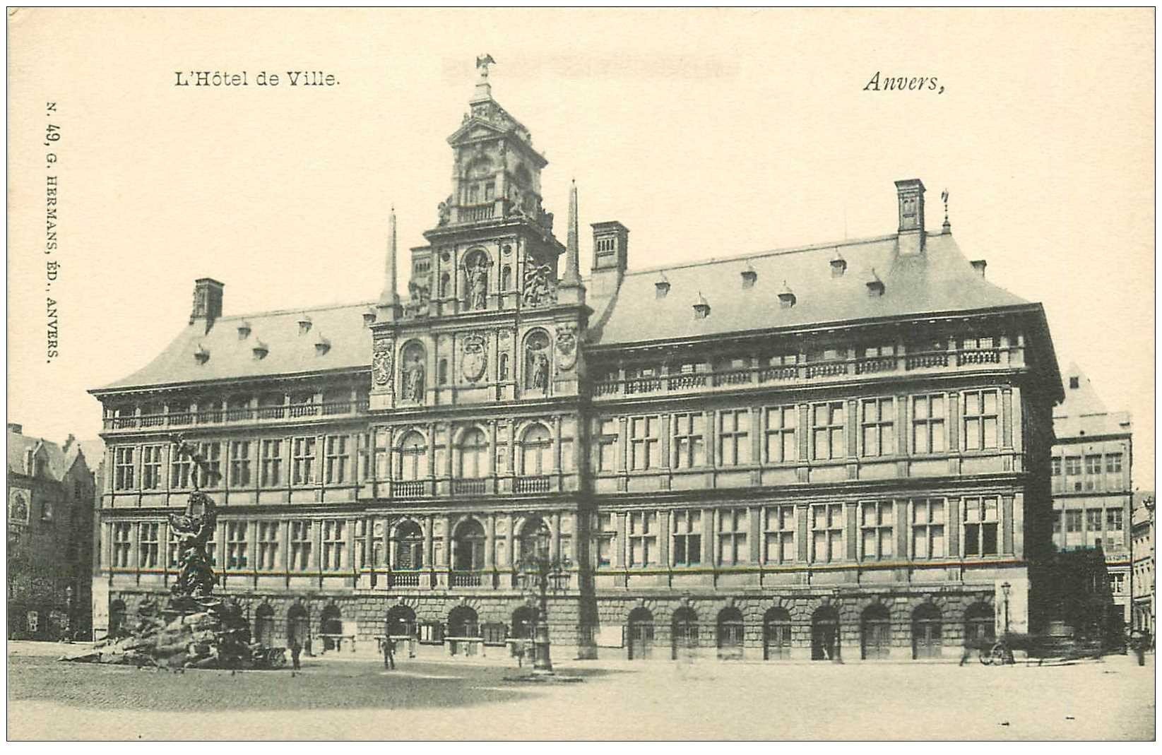 carte postale ancienne ANVERS. Hôtel de Ville
