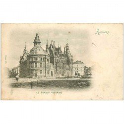 carte postale ancienne ANVERS. La Banque Nationale 1900 timbre manquant