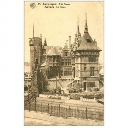 carte postale ancienne ANVERS. Le Steen 1926 timbre manquant verso