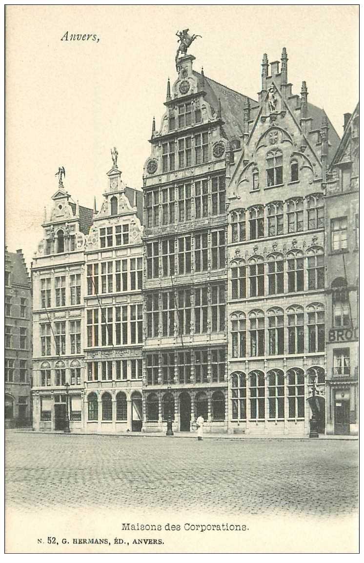 carte postale ancienne ANVERS. Maisons des Corporations