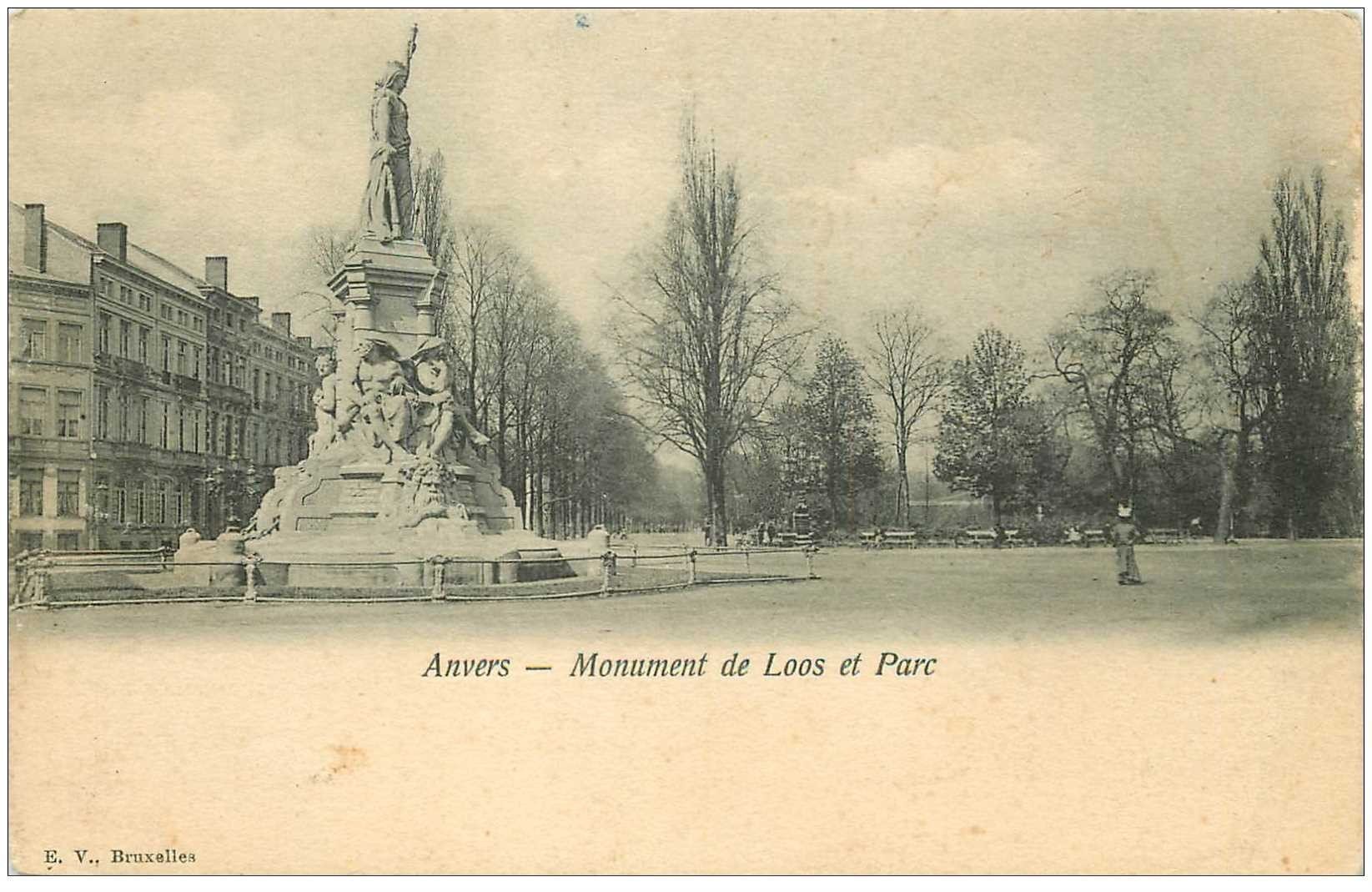 carte postale ancienne ANVERS. Monument de Loos et Parc