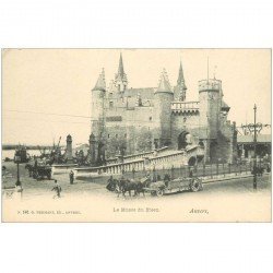 carte postale ancienne ANVERS. Musée du Steen avec attelages