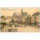 carte postale ancienne Belgique. ALOST AALST. Grand Place et Rue de l'Eglise 1927