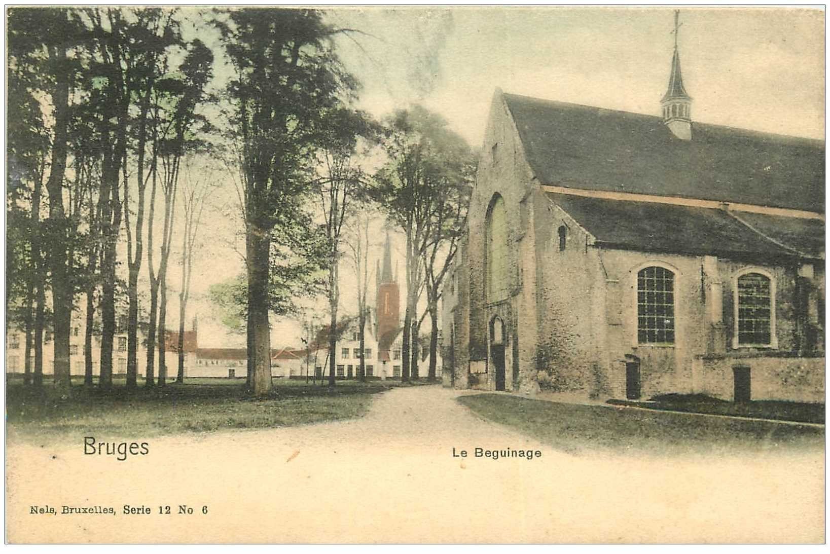 carte postale ancienne Belgique. BRUGES le Beguinage vers 1900