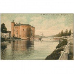 carte postale ancienne Belgique. BRUGES. Porte Sainte Croix et Moulin à vent. Kruispoort