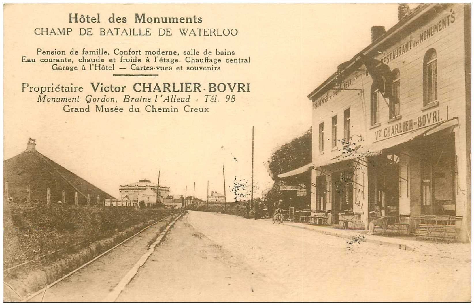 carte postale ancienne Belgique. CHAMP DE BATAILLE DE WATERLOO. Hôtel des Monuments