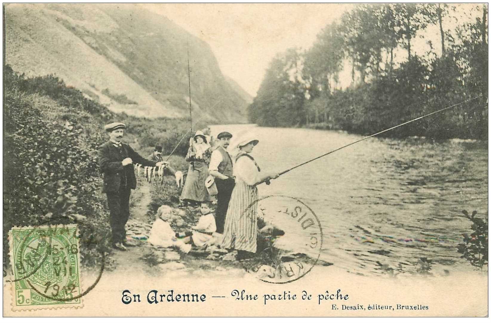 Belgique. EN ARDENNE. Lavaux 1912. Une Partie de Pêche. Poissons et Pêcheuses
