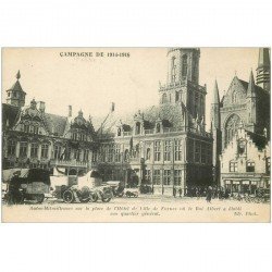 carte postale ancienne Belgique. FURNES. Autos Mitrailleuses Place Hôtel de Ville et Café de Flandre