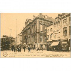 carte postale ancienne Belgique. LIEGE. Hôtel de Ville et le Tabac