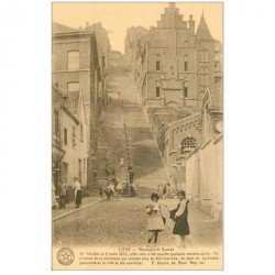 carte postale ancienne Belgique. LIEGE. Montagne de Bueren avec ses 400 marches...