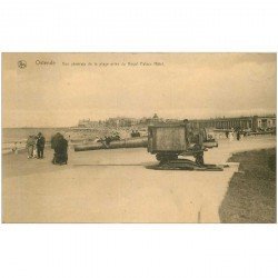 carte postale ancienne Belgique. OSTENDE. Le Canon sur la Plage