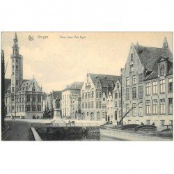 carte postale ancienne BRUGGE BRUGES. Place Jean Van Eyck et Péniche