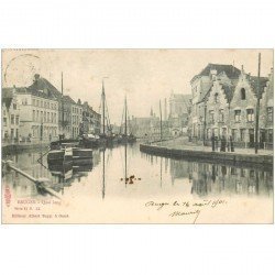 carte postale ancienne BRUGGE BRUGES. Quai Long 1901