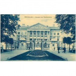 carte postale ancienne BRUXELLES. Chambre des Représentants bords dentelés à la ficelle