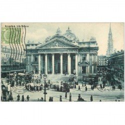 carte postale ancienne BRUXELLES. La Bourse 1911 pour le Tonkin